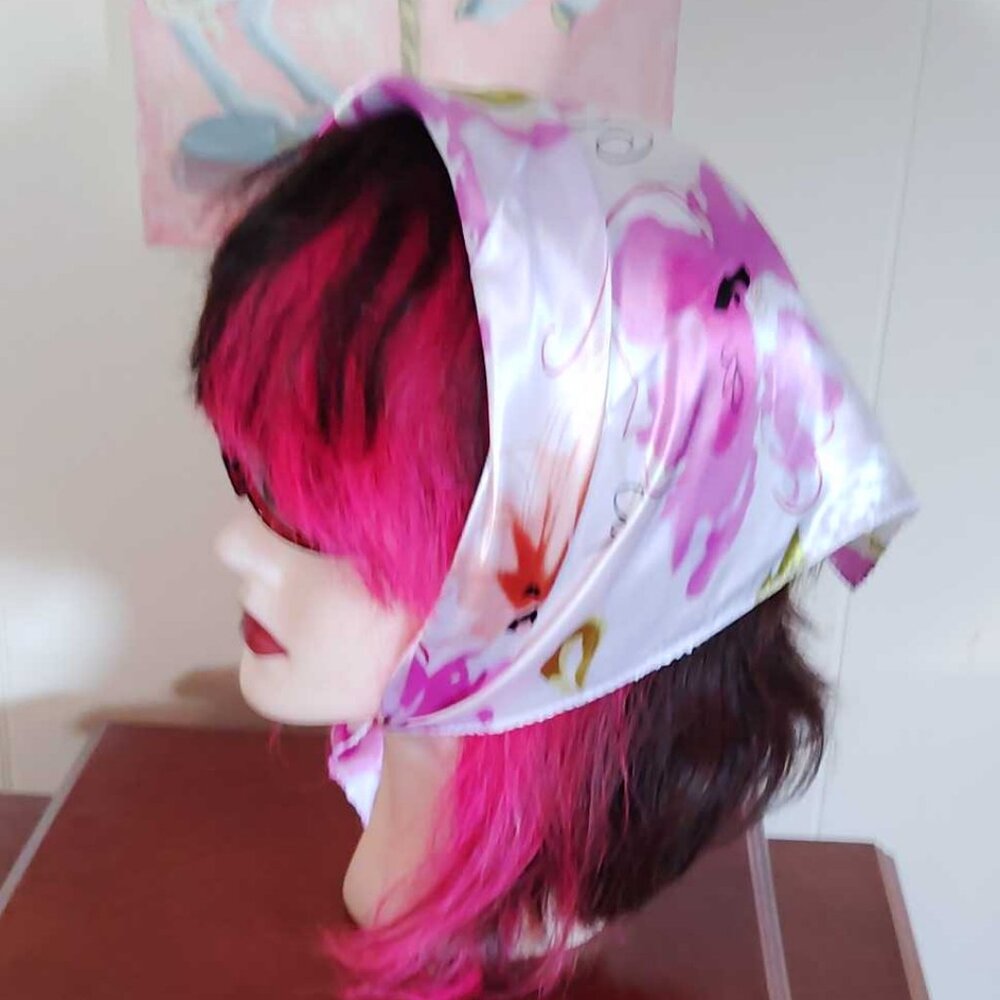 New Purple Pink White Spring Scarf Pastel Silk Feel 20" Square Head or Neck